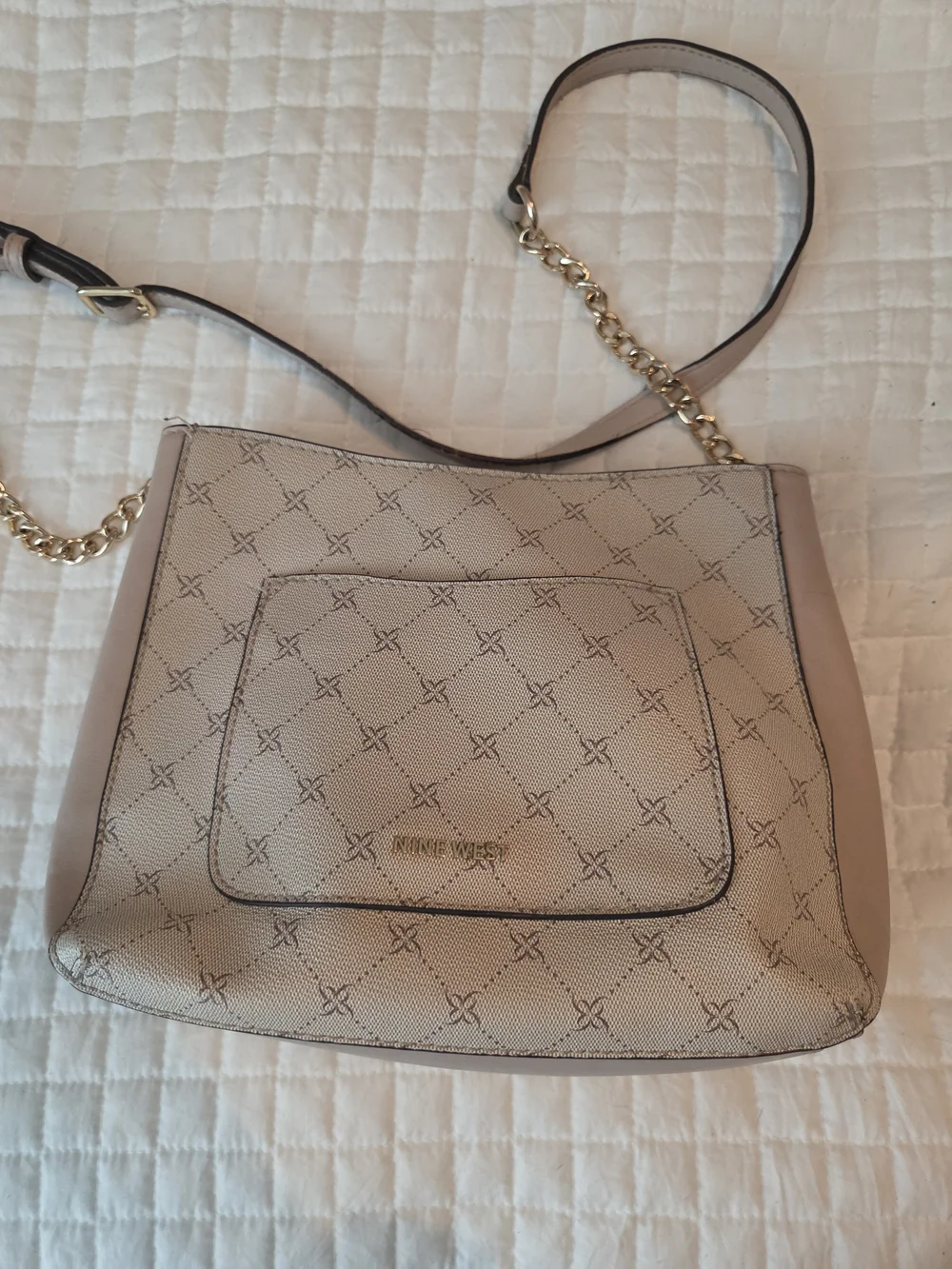 Nine West Beige Patterned Crossbody Bag